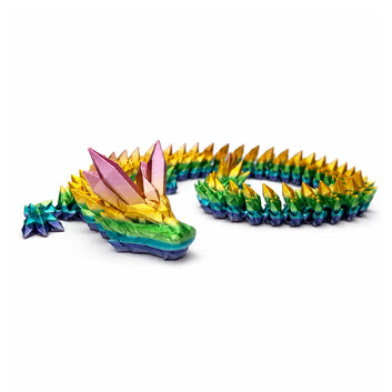Crystal Dragon Articulated Fidget in Gemstone, 3D printed by Satrah 3D