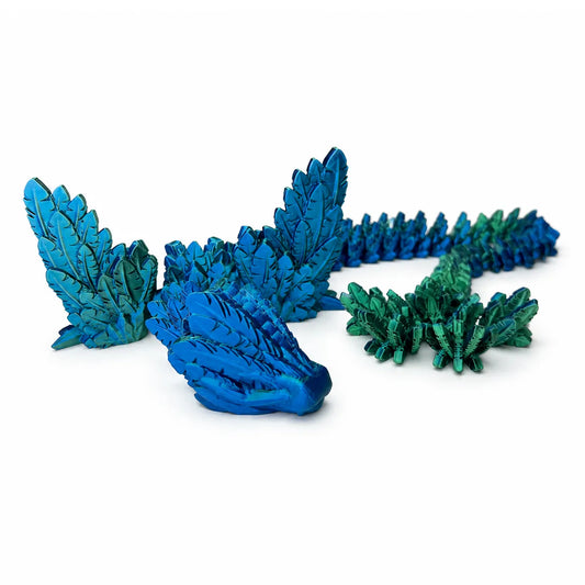 Flying Serpent articulated dragon in Blue Green, 3D printed by Satrah 3D
