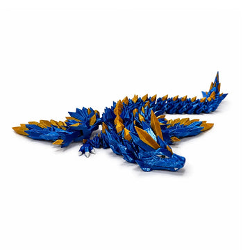 Premium Crystal Wing Articulated Dragon in Silk Blue with Silk Gold accents