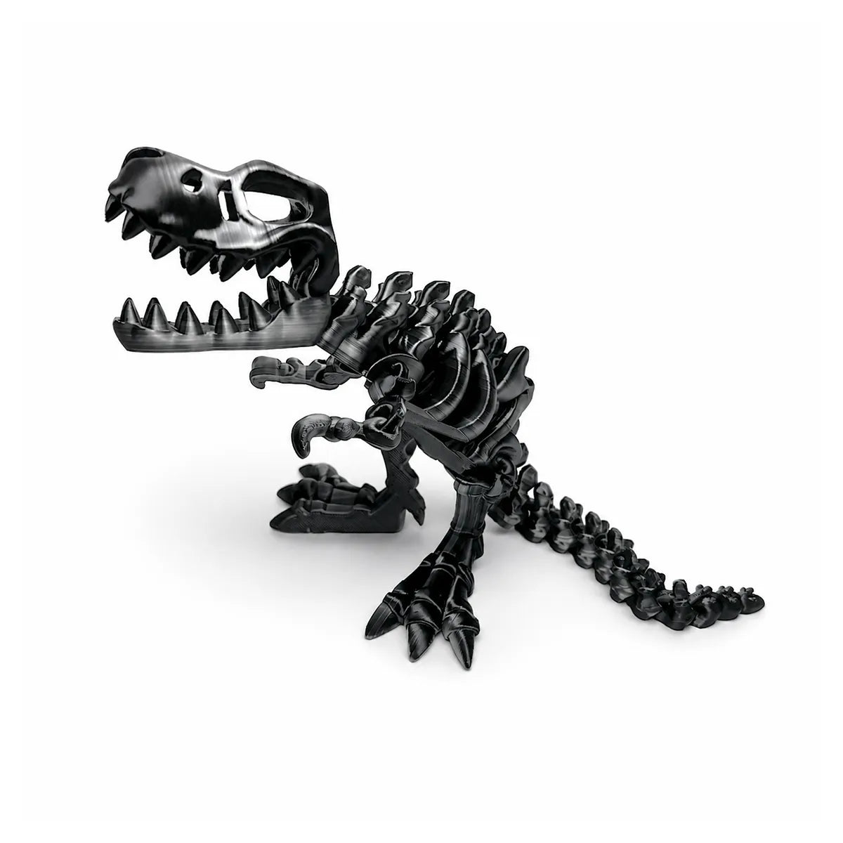 T-Rex Flexi Skeleton in Black Silver, 3D printed by Satrah 3D