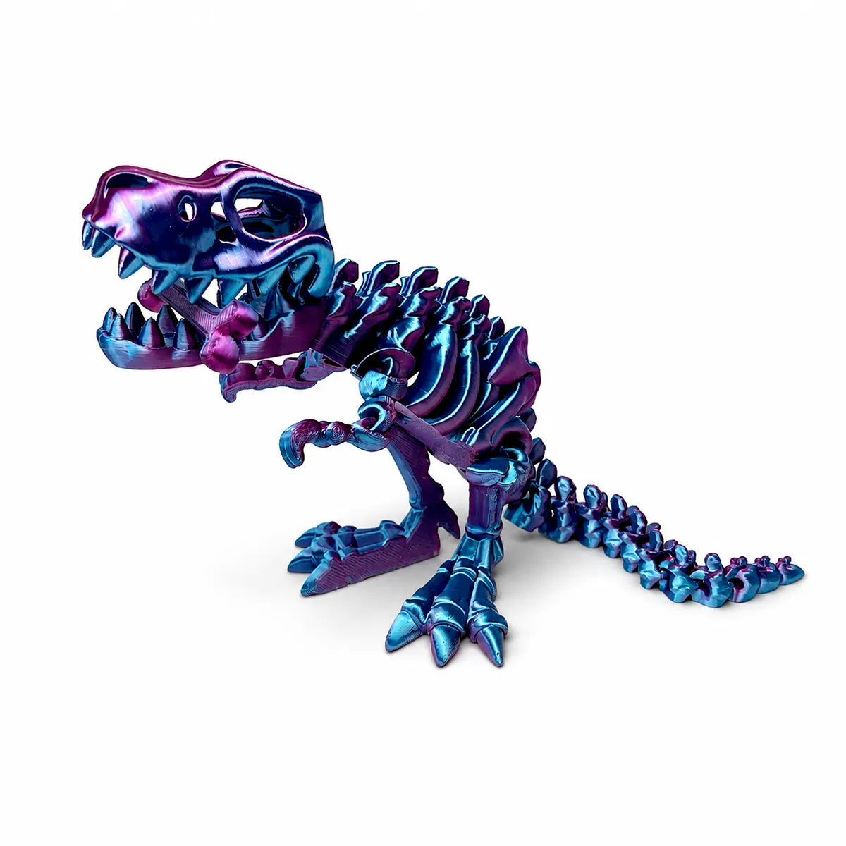 T-Rex Flexi Skeleton in Blue Purple, 3D printed by Satrah 3D