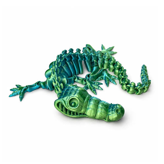 Skeleton Crocodile fidget in Blue Green, 3D printed by Satrah 3D