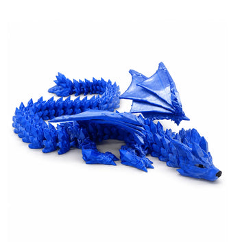 Wolf Dragon Articulated Fidget in Blue Silver, 3D printed by Satrah 3D