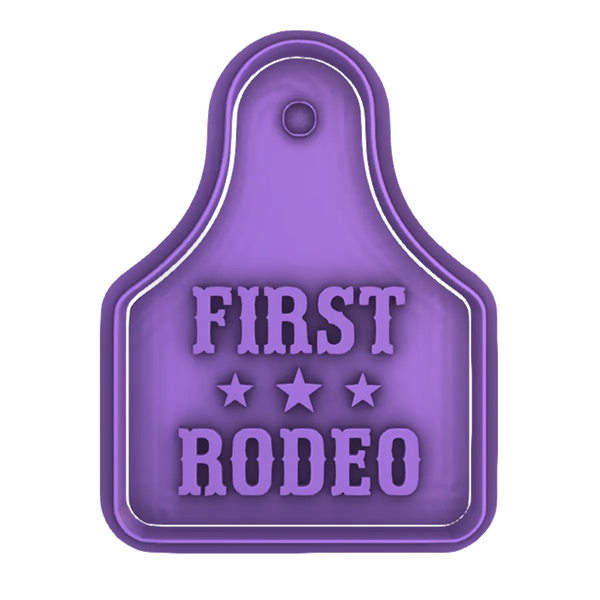 First Rodeo Cattle Tag Cookie Cutter – Western Cookie Cutter & Stamp from Yeehaw Bakes