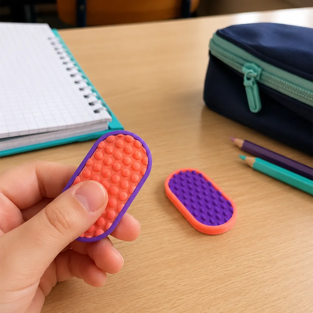 Lifestyle photo of the Magnetic Fidget Slider in use at a desk