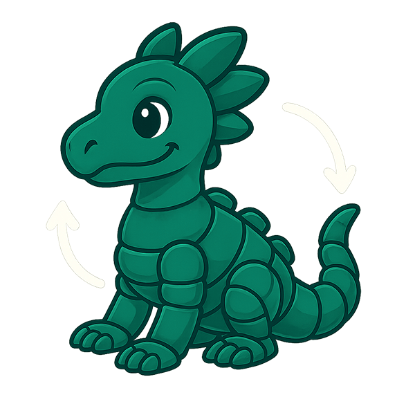 Fully articulated 3D printed dragon with flexible joints