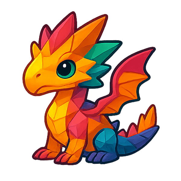 3D printed dragon in colour-shifting glitter and glow-in-the-dark filament