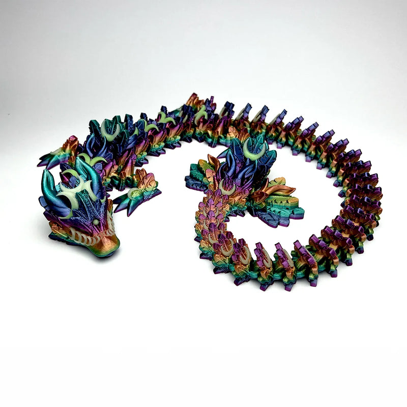 Lunar Articulated Dragon, 3D printed flexi fidget toy by Satrah 3D