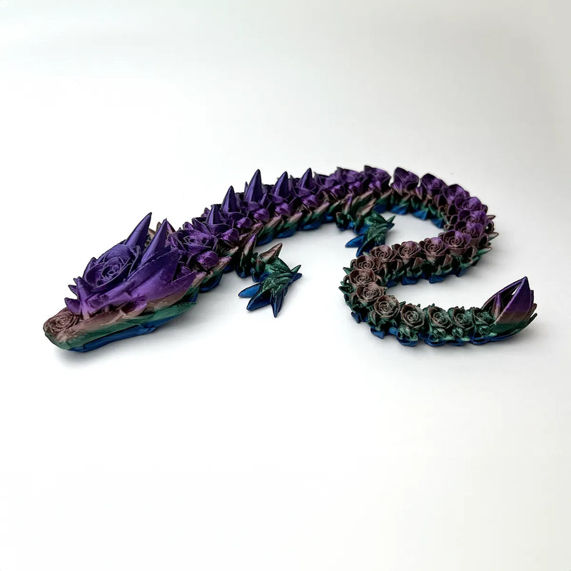 Rose Dragon Articulated Fidget 3D printed in eco friendly PLA by Satrah 3D