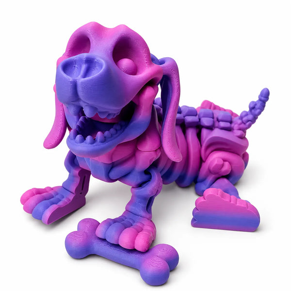 Flexi Skeleton Sausage Dog with Bone | Daschund — 3D printed articulated fidget handmade in Lake Macquarie, NSW by Satrah 3D