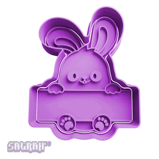 Cute Bunny with Sign Cookie Cutter