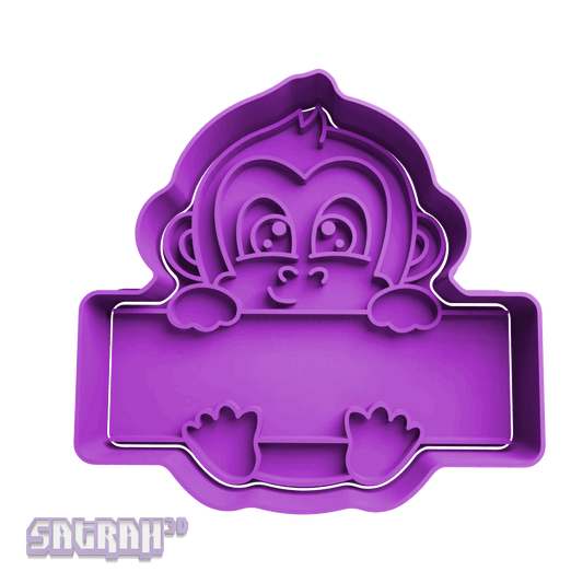Cute Monkey with Sign Cookie Cutter