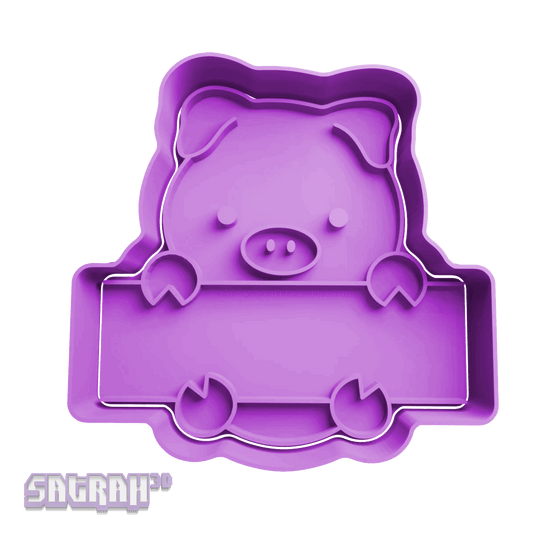 Cute Pig with Sign Cookie Cutter