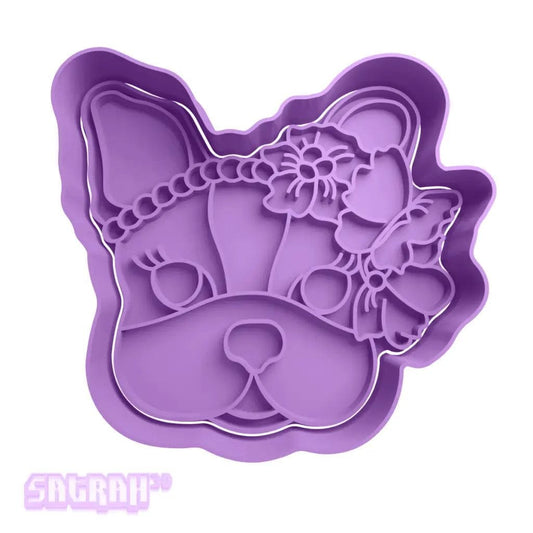 French Bulldog with Flowers Cookie Cutter