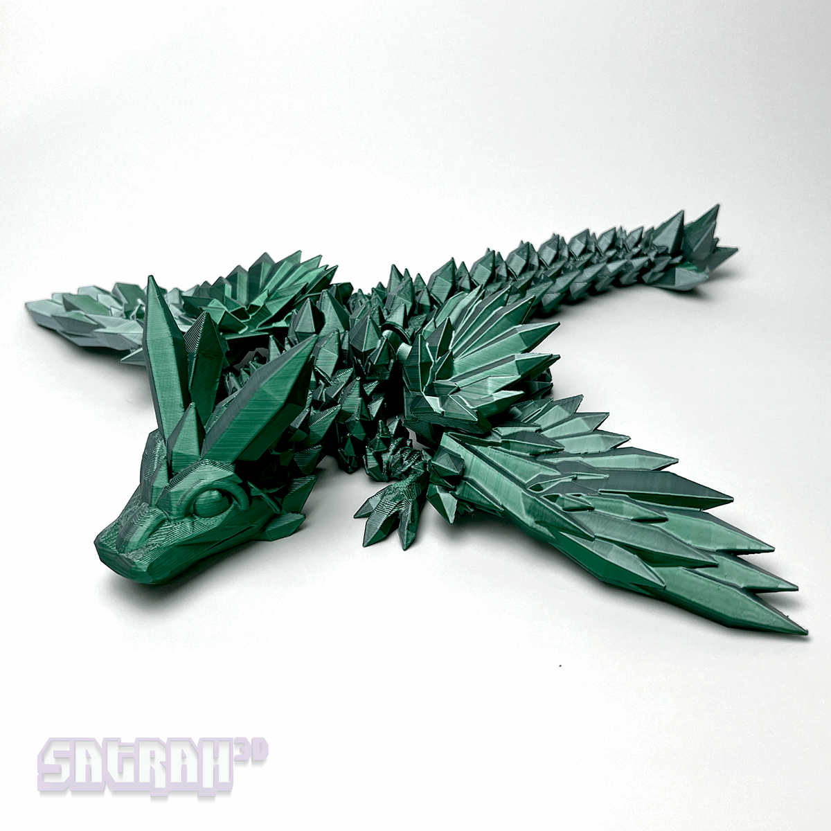 Green Silver * Limited Edition * Baby Crystal Wing Dragon Fidget | Satrah 3D