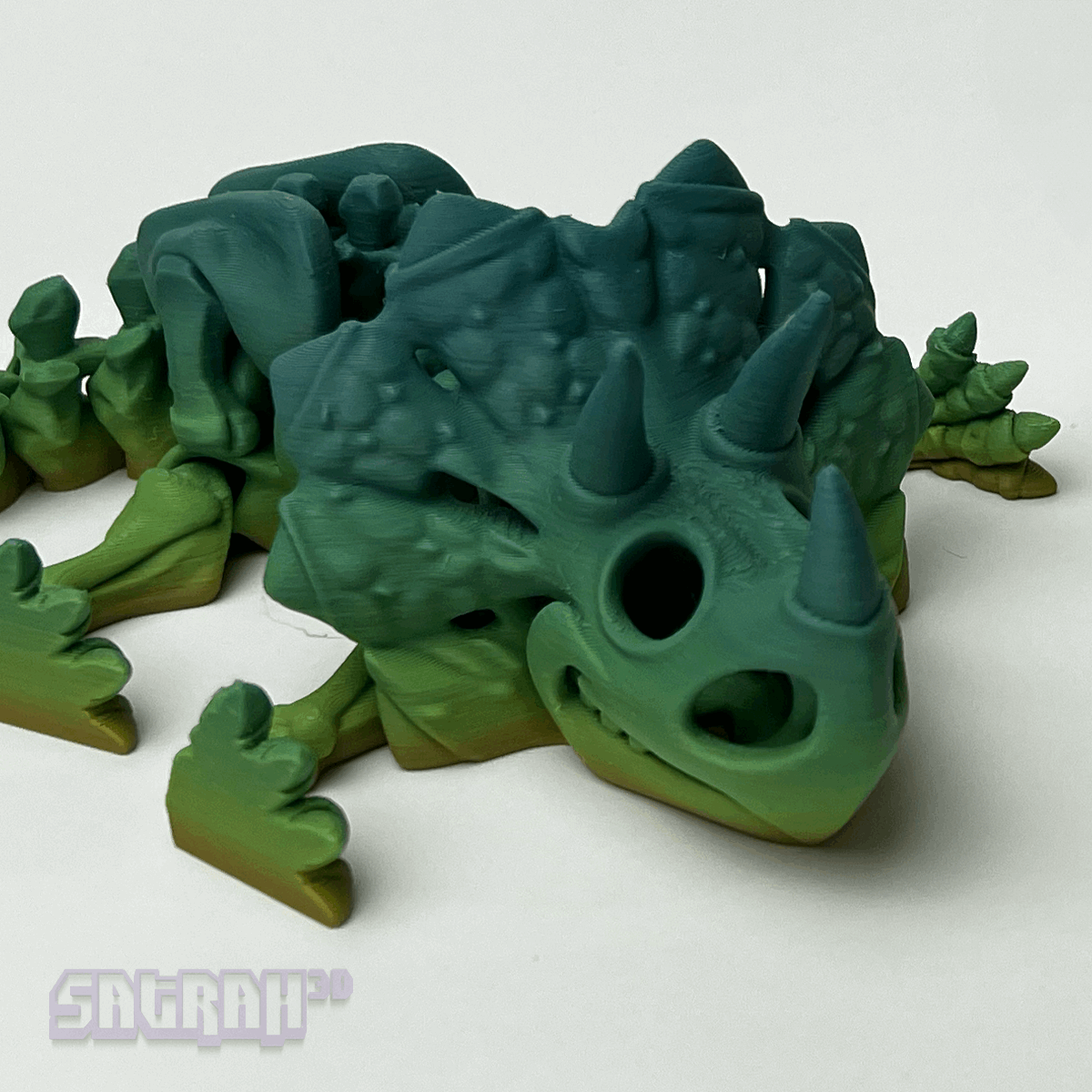 Medium Matte Swamp Green * Limited Edition - Pictured * Triceratops Flexi Skeleton | Satrah 3D