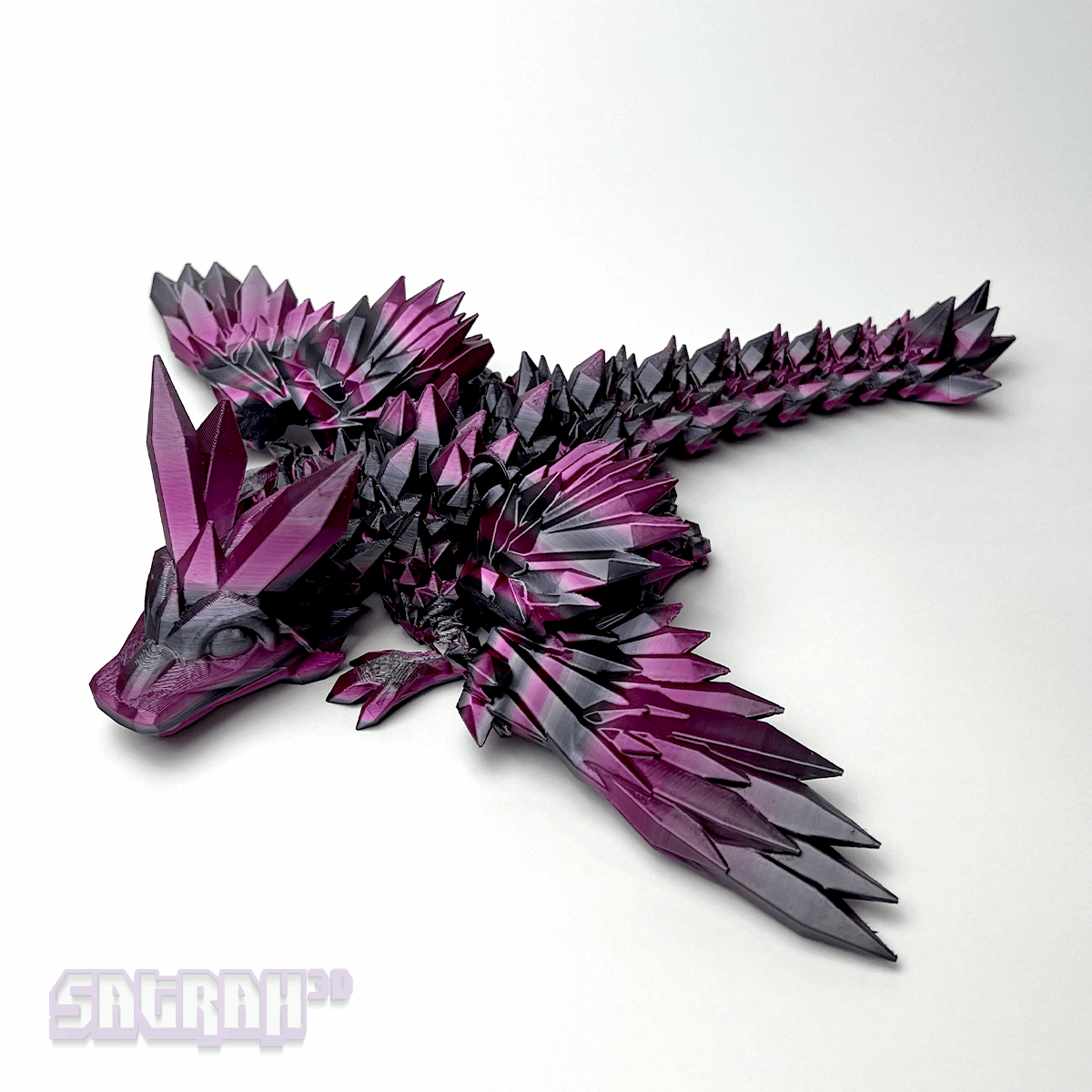 Purple Black Silk * Limited Edition * Baby Crystal Wing Dragon Fidget | Satrah 3D