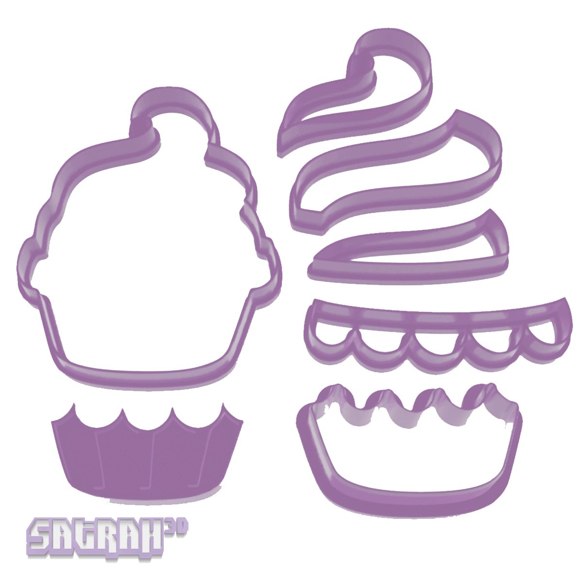 Cupcake Cookie Cutter - Satrah 3D