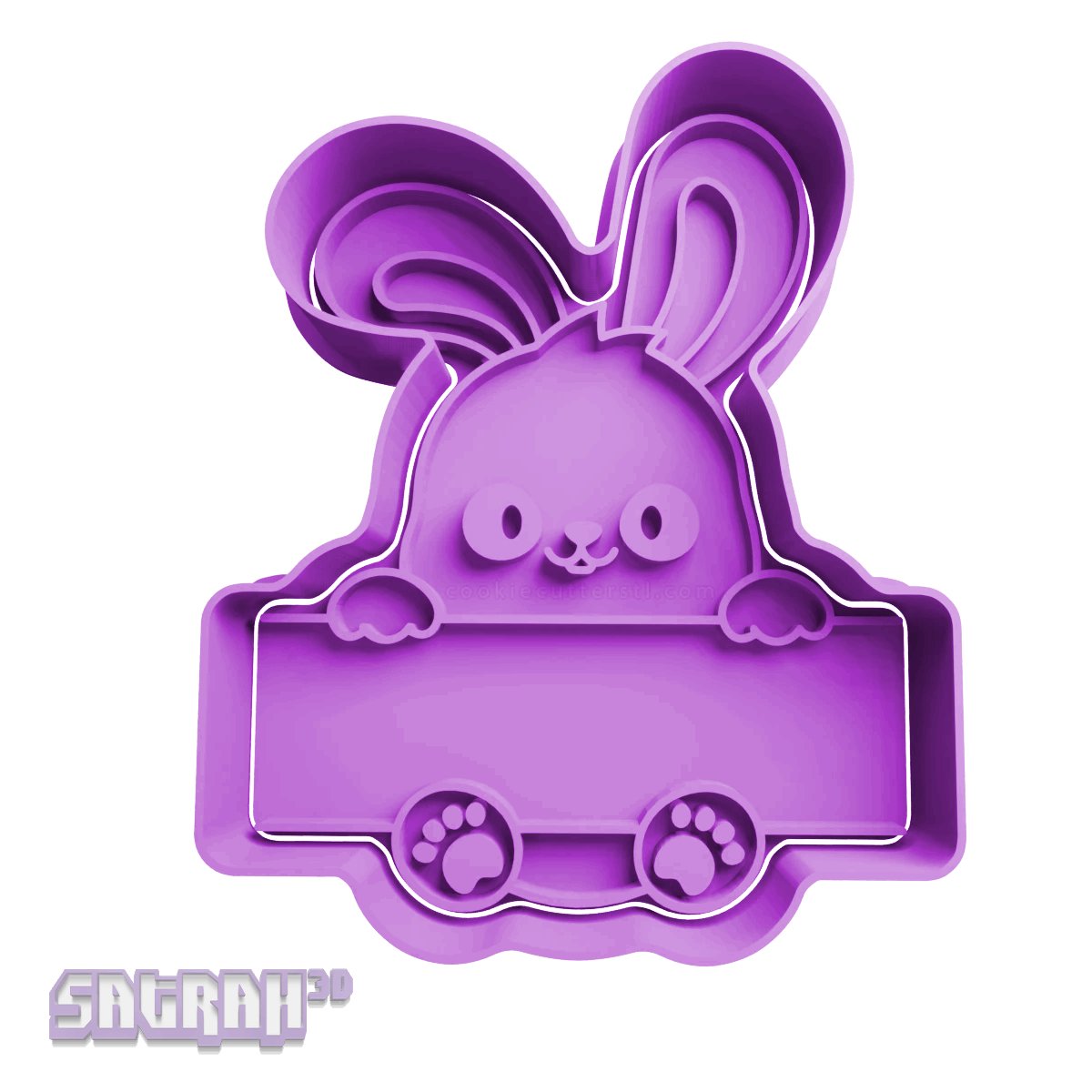 Cute Bunny with Sign Cookie Cutter - Satrah 3D