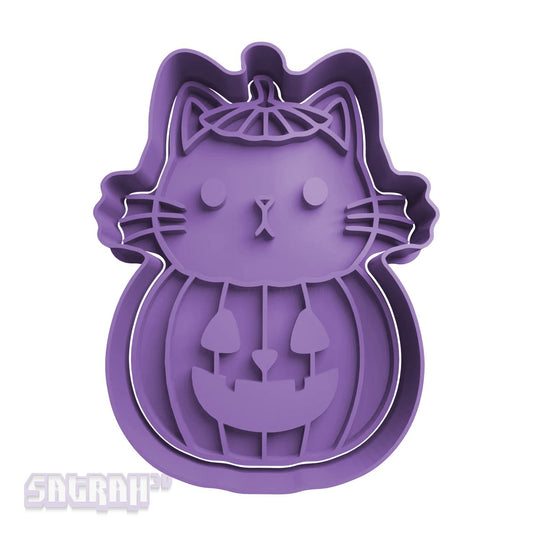 Cute Cat in a Pumpkin Cookie Cutter