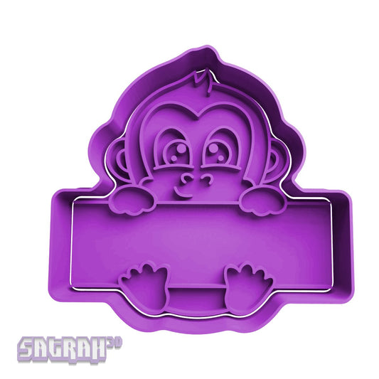 Cute Monkey with Sign Cookie Cutter