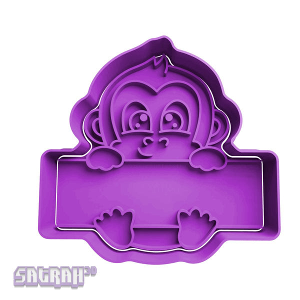 Cute Monkey with Sign Cookie Cutter - Animal Cookie Cutter Australia
