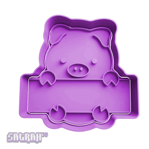 Cute Pig with Sign Cookie Cutter - Animal Cookie Cutter Australia