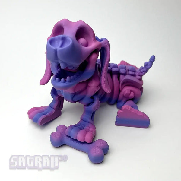 3D Printed Animal - Flexi Skeleton Sausage Dog with Bone | Daschund