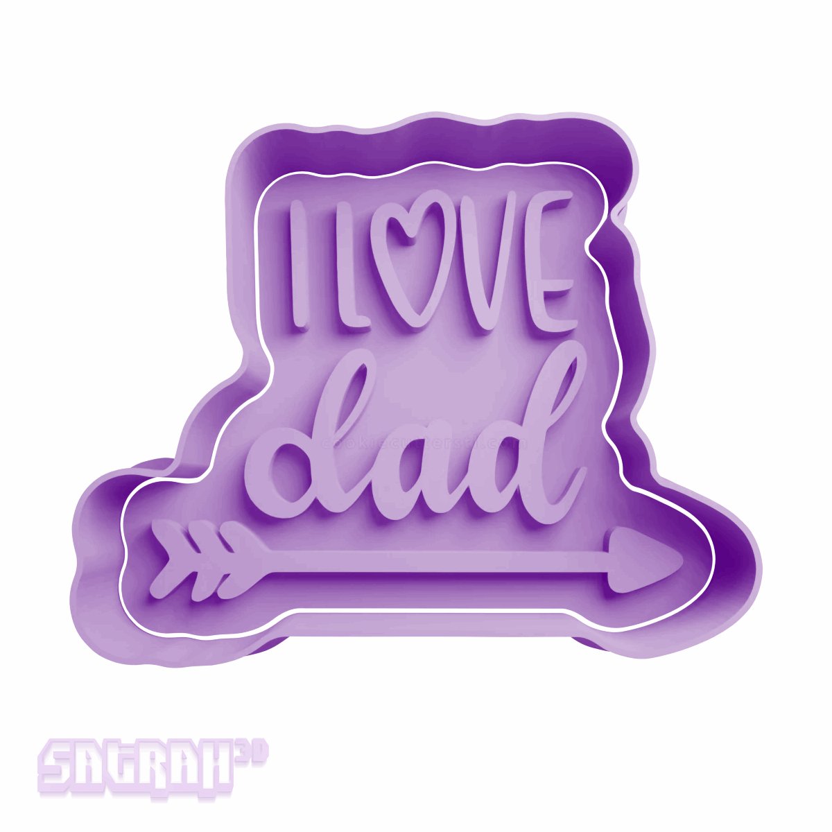 I Love Dad with Arrow Cookie Cutter - Satrah 3D