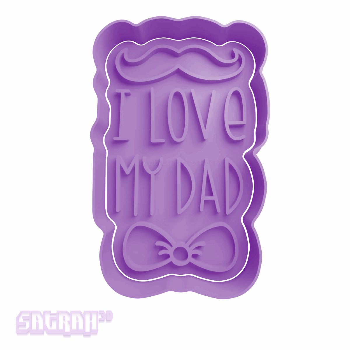 I Love My Dad with Bow Tie & Moustache Cookie Cutter - Satrah 3D