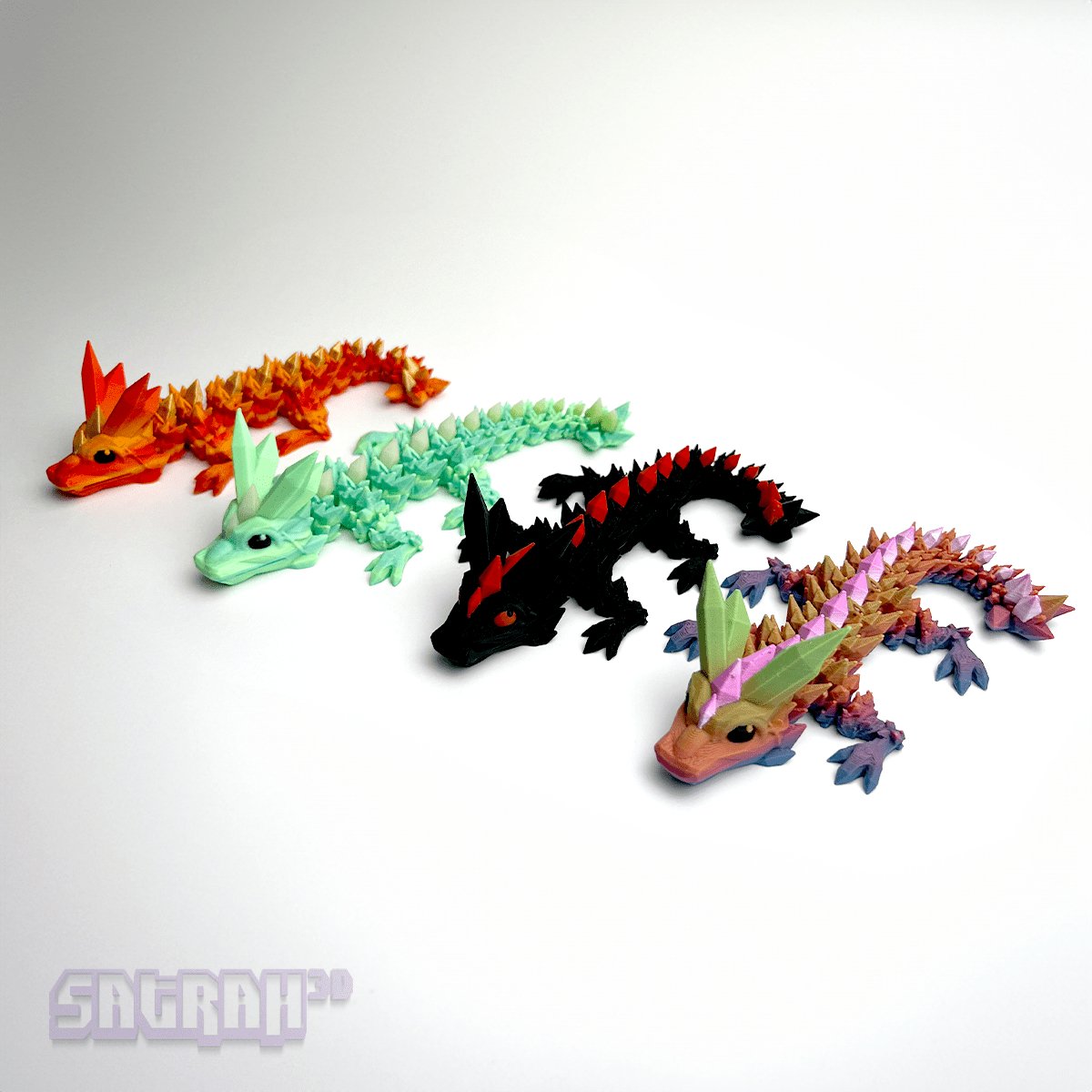 Mini Mystery Crystal Articulated Dragon - Satrah 3D