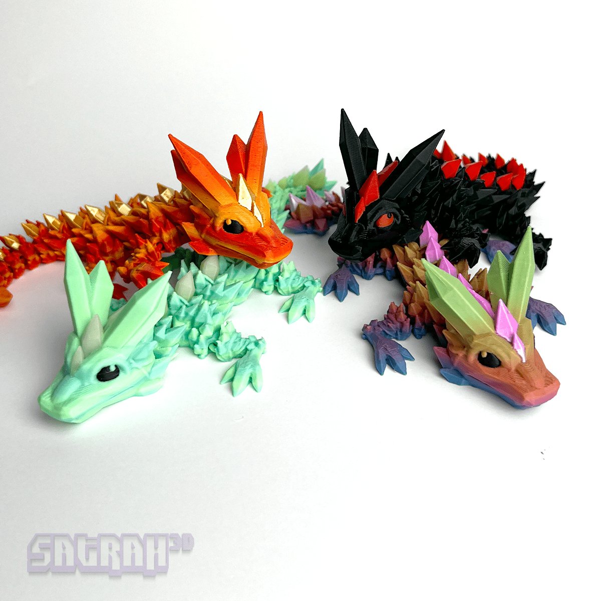 Mini Mystery Crystal Articulated Dragon - Satrah 3D