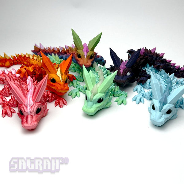 Mini Mystery Crystal Articulated Dragon 3D Printed